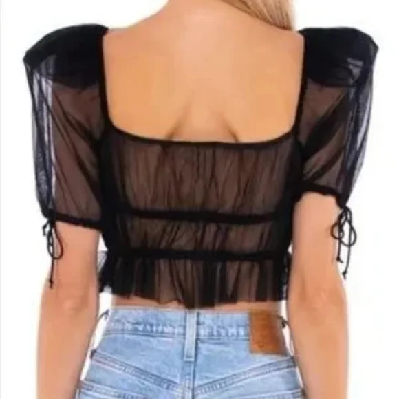 FOR LOVE & LEMONS | Sunshine Crop Top in Black ~ Size Small - Picture 2 of 6